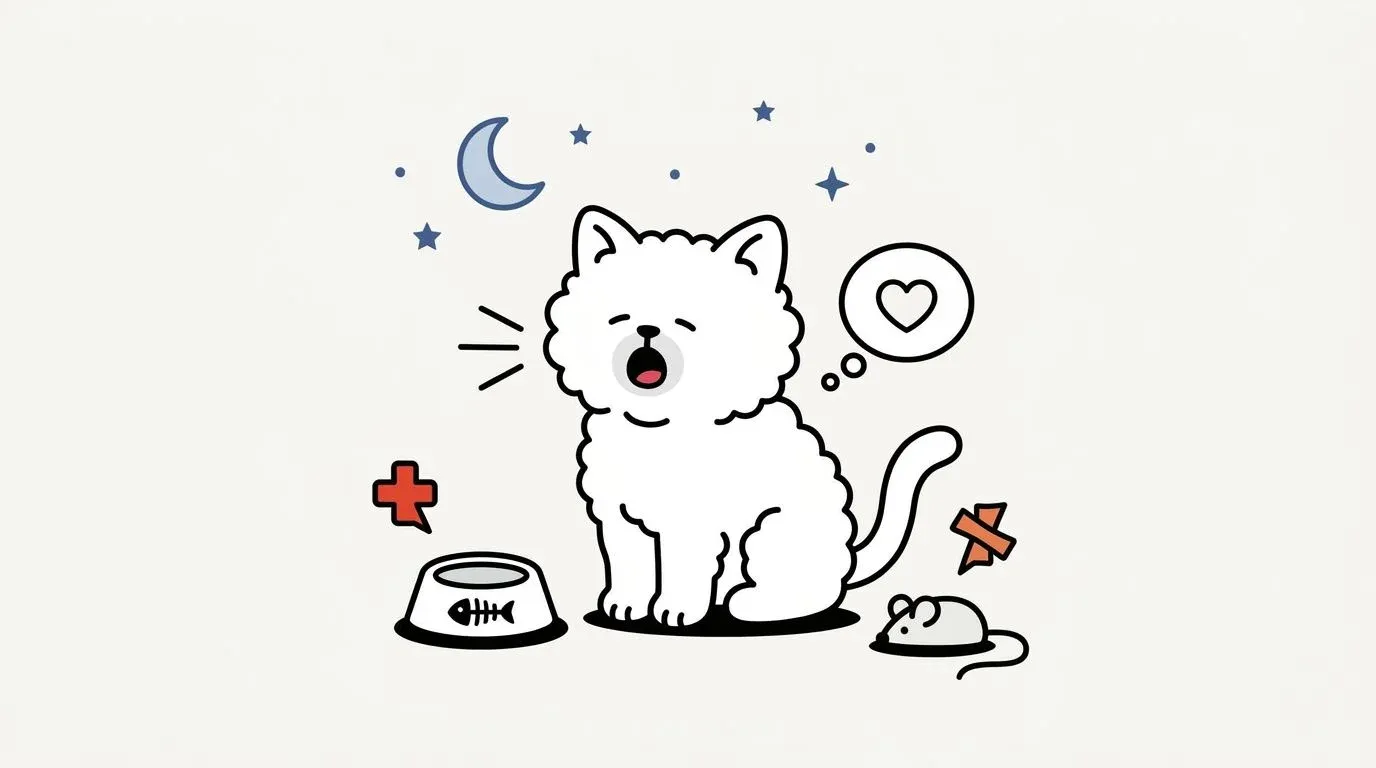 cat meowing at night