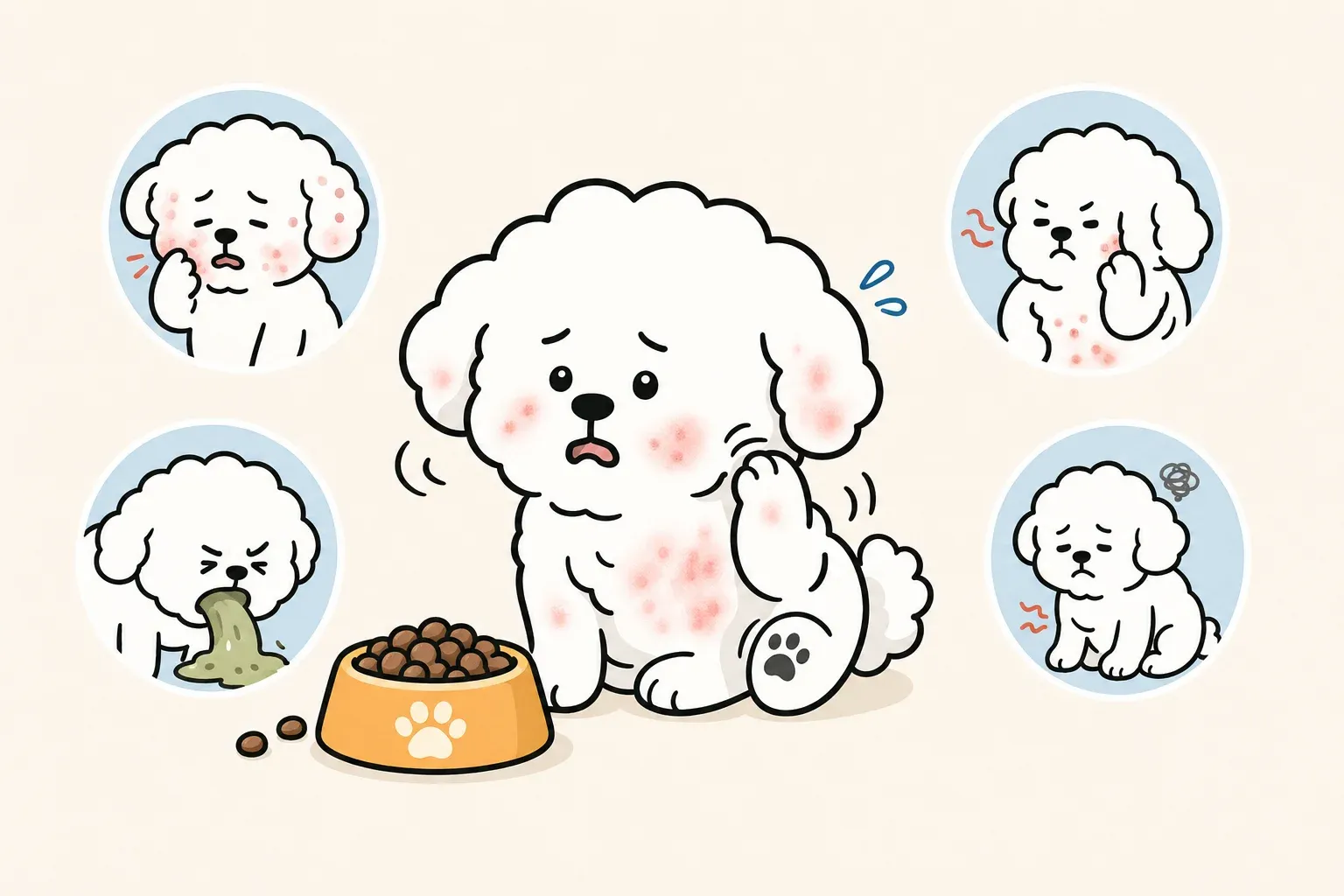 강아지 사료 알레르기 증상